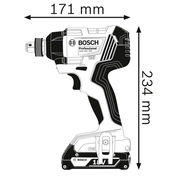 Гайкокрут ударний акумуляторний Bosch Professional GDX 180-LI з 2 акб GBA 18V 2.0Ah, з/п GAL 18V-40, в чемодані 06019G5223