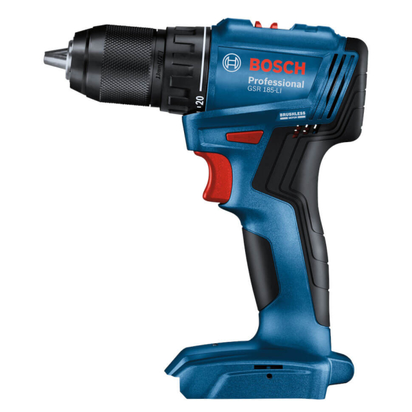 Безщітковий акумуляторний дриль-шурупокрут Bosch GSR 185-LI Professional із 2 акб GBA 18V 2.0Ah і з/п GAL 18V-20 у кейсі 06019K3000