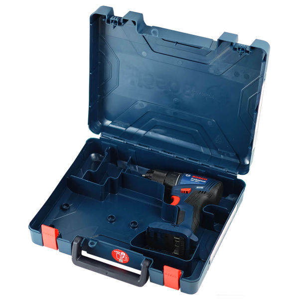 Безщітковий акумуляторний дриль-шурупокрут Bosch GSR 185-LI Professional із 2 акб GBA 18V 2.0Ah і з/п GAL 18V-20 у кейсі 06019K3000