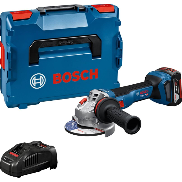 Акумуляторна безщіткова кутова шліфувальна машина Bosch GWS 18V-11S (06019N4003) (1 аку 5Ah та ЗП в L-Boxx)