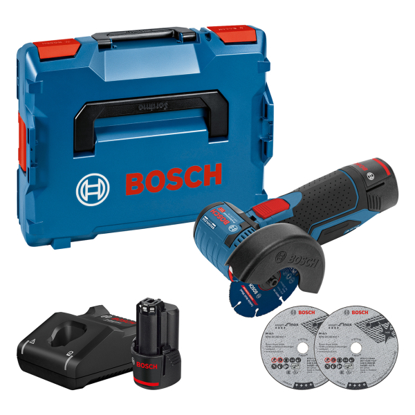 Болгарка акумуляторна Bosch Professional GWS 12V-76 в L-Boxx 102 з 2 акб GBA 12V 3.0Ah та з/п GAL 12V-40