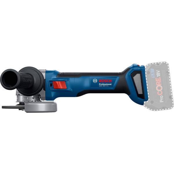 Акумуляторна безщіткова кутова шліфувальна машина Bosch GWS 18V-11S (06019N4003) (1 аку 5Ah та ЗП в L-Boxx)