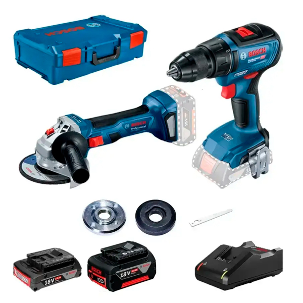 Набір інструментів Bosch Professional болгарка GWS 180-LI з дрилью-шурупокрутом GSR 18V-50 в XL-Boxx із акб GBA 18V 2Ah, GBA 18V 5Ah і з/п GAL 18V-40 0615990M47