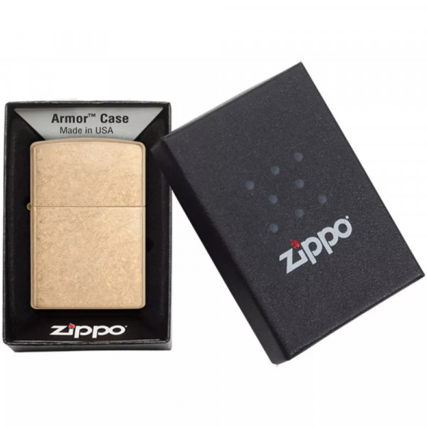Запальничка бензинова армована ZIPPO Armor® Gold Tumbled Brass золотистая (28496) Запальничка бензинова армована ZIPPO Armor® Gold Tumbled Brass золотистая (28496)