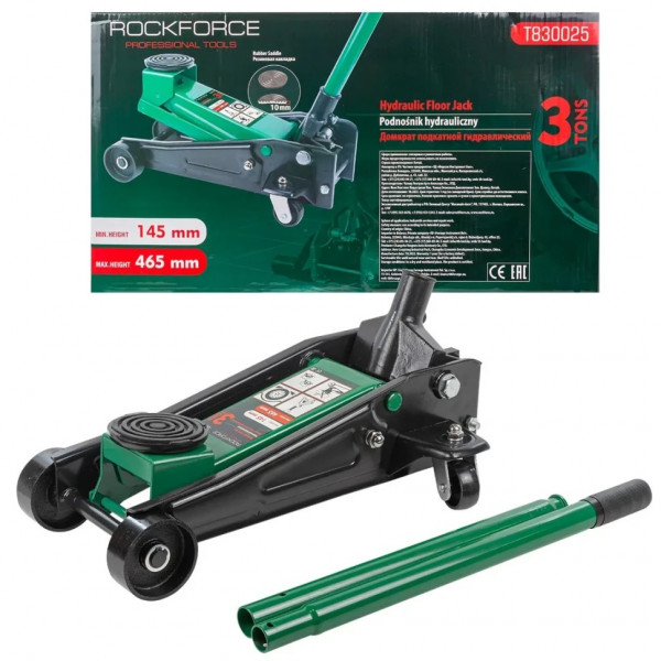 Домкрат 3т (145-465мм) підкатний гідравлічний в комплекті з гумовою накладкою ROCKFORCE RF-T830025 Домкрат 3т (145-465мм) підкатний гідравлічний в комплекті з гумовою накладкою ROCKFORCE RF-T830025