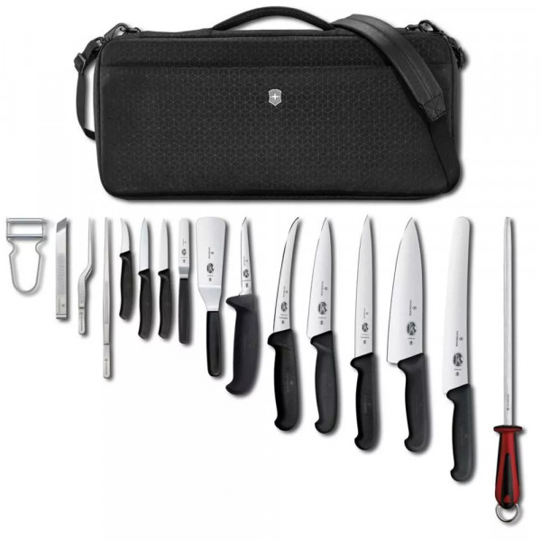 Професійний кухонний набір Victorinox Chef’s Knife Folder Compact Set, 16 інструментів органайзер Чорний (5.4963.1)