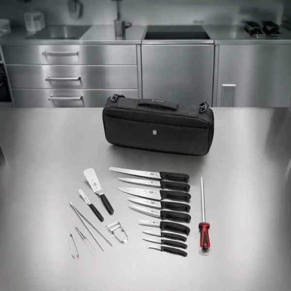 Професійний кухонний набір Victorinox Chef’s Knife Folder Compact Set, 16 інструментів органайзер Чорний (5.4963.1)