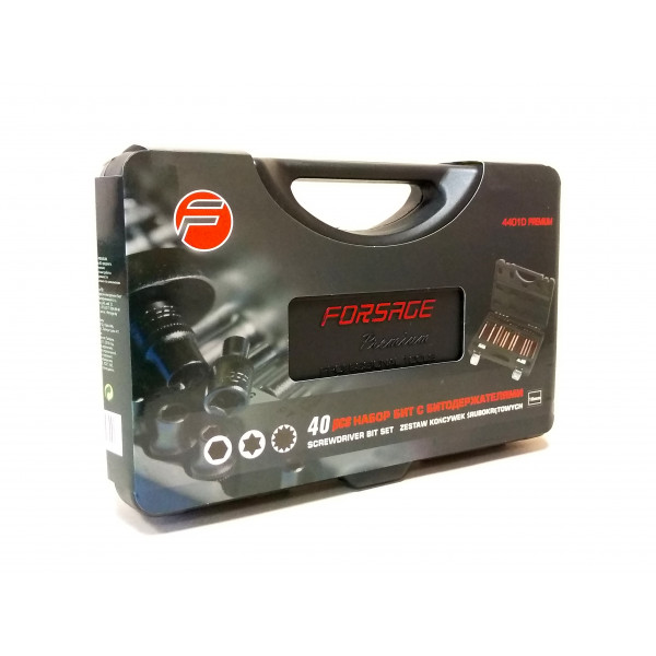 Набір біт 40пр. з бітотримачами (10мм)(75/30мм: T20-T55, H4-H12, M5-M12) у пластиковому кейсі Forsage F-4401D
