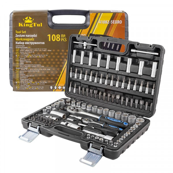 Набір інструментів 108 предметів 1/2", 1/4" KingTul KT-41082-5EURO