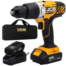 Дриль-шуруповерт акумуляторний (JCB-18CD-BE) 18V, max 45Nm в комплекті із зарядним пристроєм (JCB-18VFC-E) 2.4A та батареєю акумуляторною (JCB-20LI-E) 2.0AH JCB-18CD-2XB-E