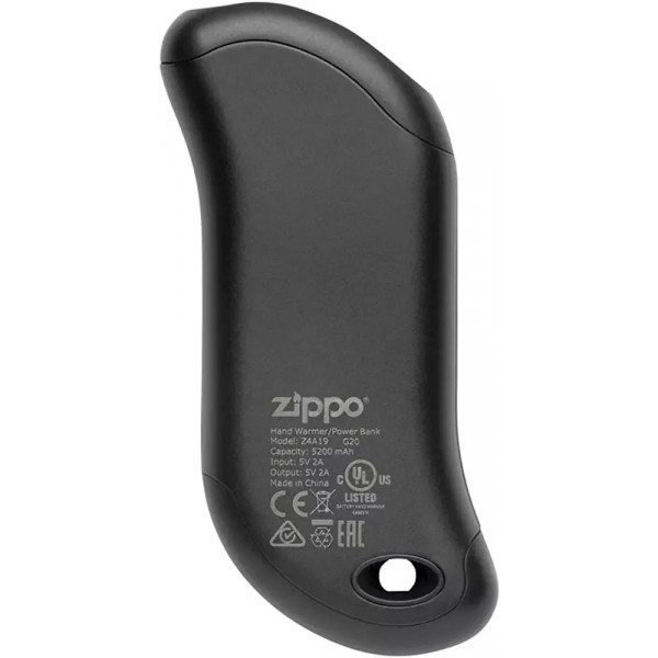 Грілка для рук USB до 9 годин+ Power Bank 5200 mAh ZIPPO Heatbank, індикатор заряду та нагріву,  чорна, картонна упаковка (2007340)