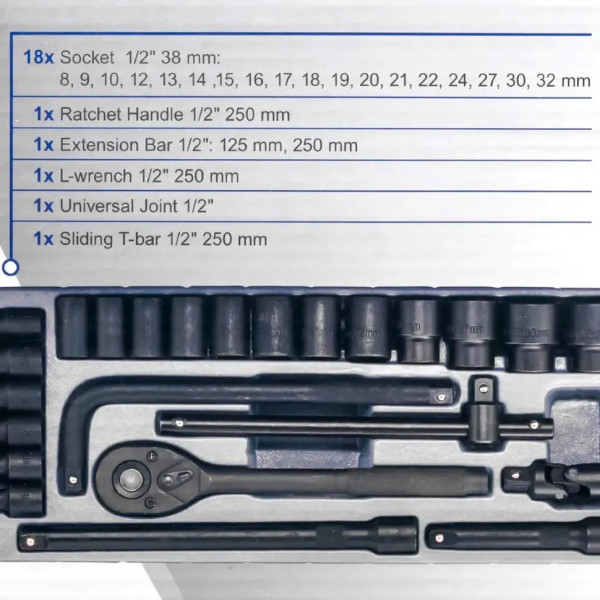 Набір інструментів 24пр. 1/2" (6гр.) Scheppach SCH-4245B-5MPB