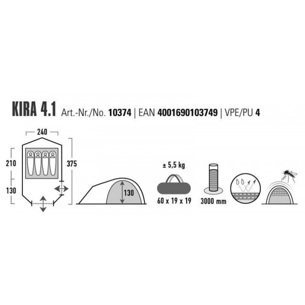 Намет чотиримісний High Peak Kira 4.1 Deep Forest (10374) (930593)