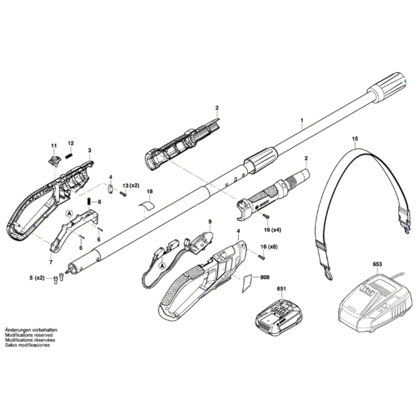 Акумуляторний телескопічний висоторіз Bosch UniversalChainPole 18, 1 акб PBA 18V 2.5Ah, з/п AL 18V-20