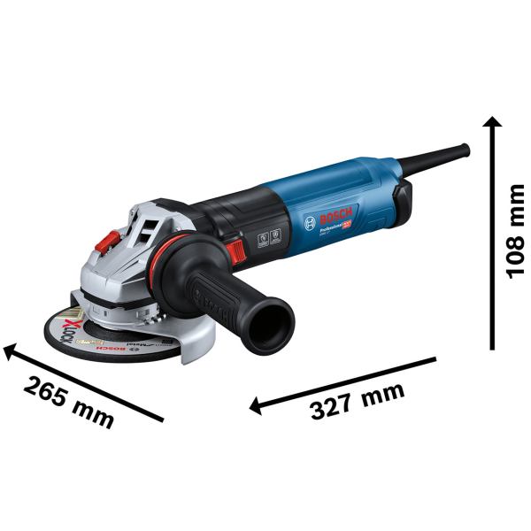 Кутова шліфмашина Bosch Professional GWS 17-125 S з регулюванням, антивібраційною рукояткою та пиловим фільтром 06017D0300