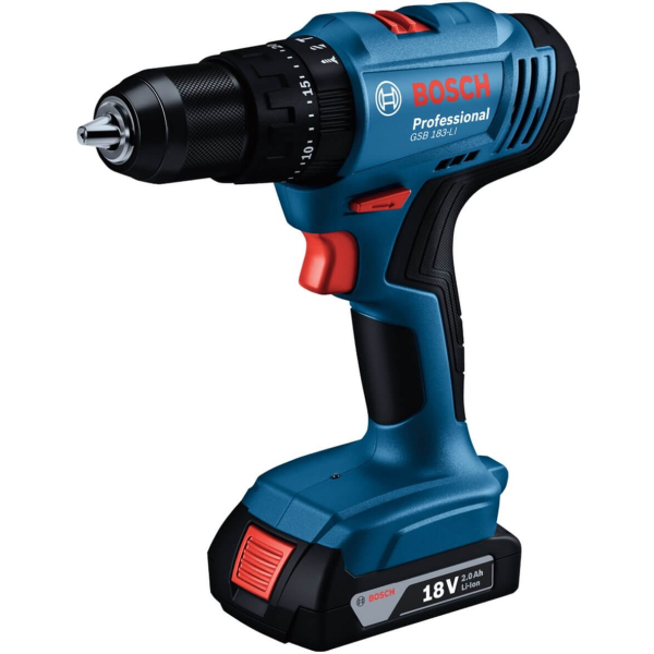 Акумуляторний ударний дриль-шурупокрут Bosch Professional GSB 183-LI з 2 акб GBA 18V 2 Ah і з/п GAL 18V-20, в кейсі 06019K9100