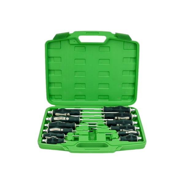 Набір викруток силових ударних магнітних 12 предметів (SL: 6.5х38,3х75,5.5х75,6.5х100,8.0х150,10х200мм PH: 2х38,0х75, 1х75, 2х100, 3х150, 4х200мм), в кейсі ROCKFORCE RF-21310