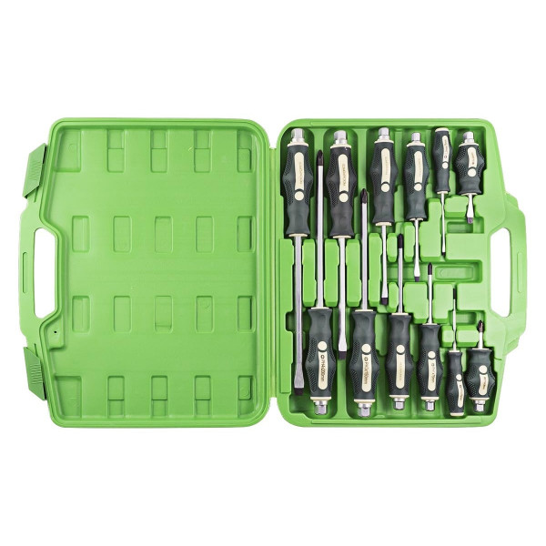 Набір викруток силових ударних магнітних 12 предметів (SL: 6.5х38,3х75,5.5х75,6.5х100,8.0х150,10х200мм PH: 2х38,0х75, 1х75, 2х100, 3х150, 4х200мм), в кейсі ROCKFORCE RF-21310