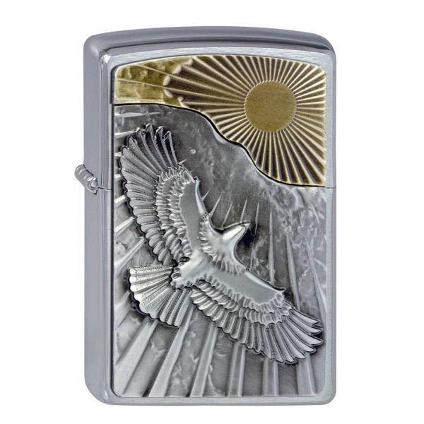 Запальничка бензинова Zippo  Eagle sun-fly Emblem матовий хром (2003192)