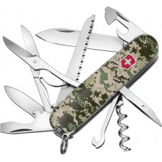 Багатофункціональний складаний ніж 91 мм Victorinox Huntsman Army 4 шари, 15 функцій  Піксель з червоним лого (1.3713.3.W3941p)