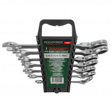 Набір ключів комбінованих тріскачка з шарніром 7пр. (8,10,12,13,14,17,19мм) ROCKFORCE RF-51072F