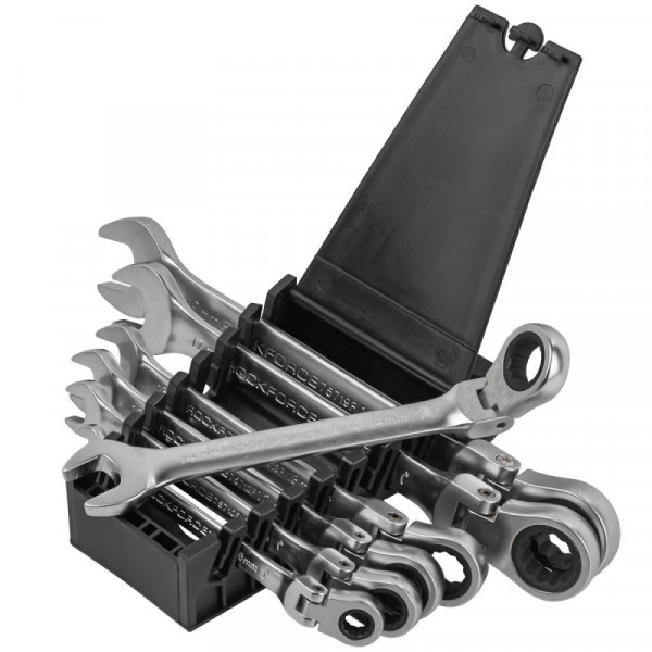 Набір ключів комбінованих тріскачка з шарніром 7пр. (8,10,12,13,14,17,19мм) ROCKFORCE RF-51072F