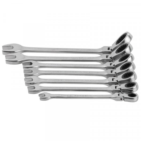 Набір ключів комбінованих тріскачка з шарніром 7пр. (8,10,12,13,14,17,19мм) ROCKFORCE RF-51072F