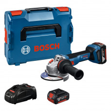 Акумуляторна безщіткова кутова шліфувальна машина Bosch GWS 18V-11S (06019N4002) (2 аку 5Ah та ЗП в L-Boxx)