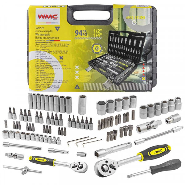 Набір інструментів 94пр. 1/4", 1/2" (6гр.) (4-22мм) WT-4941-5EURO