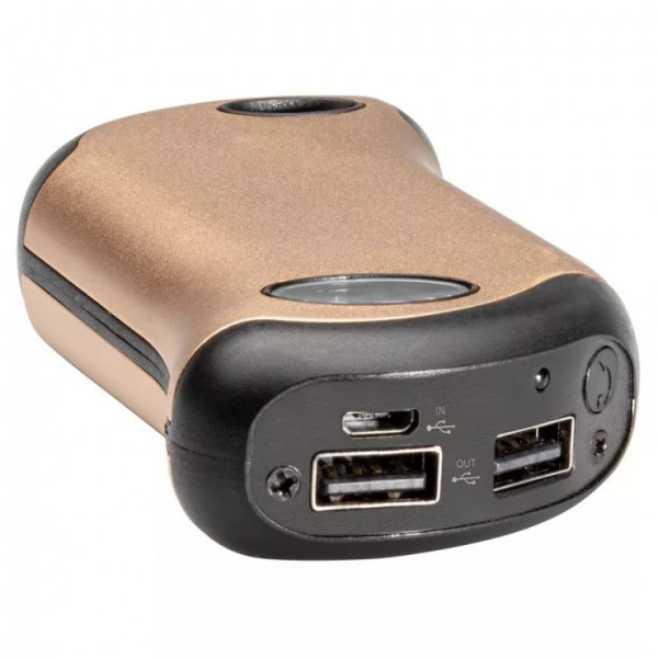 Грілка для рук USB на 9 годин+ Power Bank 5200 mAh +LED фонарік ZIPPO Heatbank, цифровий дисплей індикатору заряду, золотиста,коробка (2007360)