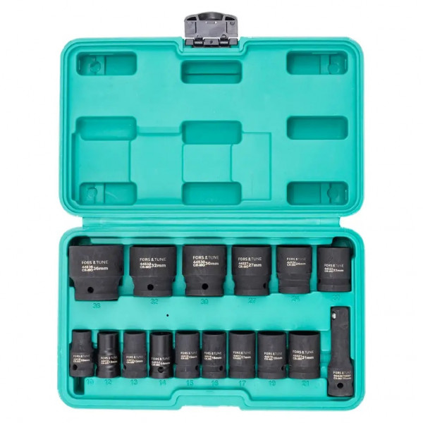 Набір головок ударних глибоких 16пр 1/2'' (6гр.) (10-32мм) FORSandTune FST-4177-5MPB Набір головок ударних глибоких 16пр 1/2'' (6гр.) (10-32мм) FORSandTune FST-4177-5MPB