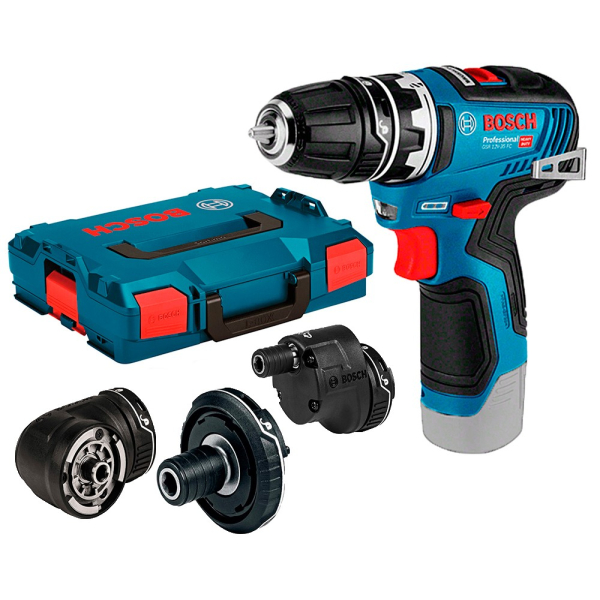 Безщітковий акумуляторний дриль-шурупокрут Bosch Professional GSR 12V-35 FC в L-Boxx 102 із 4 адаптерами, без акб та з/п 06019H3003