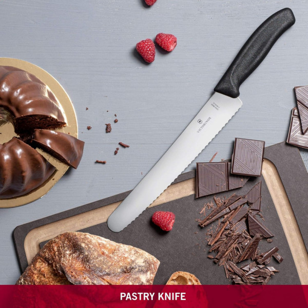 Ніж кондитерський Victorinox Swiss Classic 26см хвил чорн 6.8633.26B
