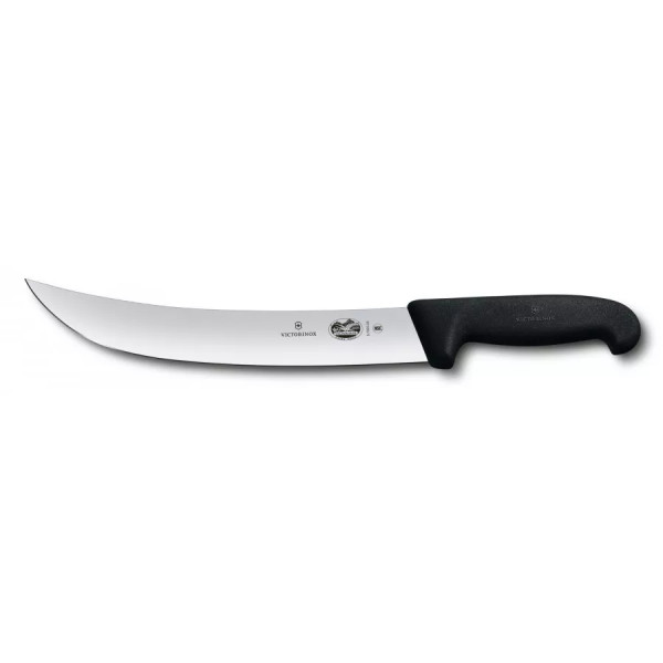 Обробний ніж м'ясника 25 см Victorinox Fibrox Cimeter Steak лезо зігнуте гладке Чорний (5.7303.25)