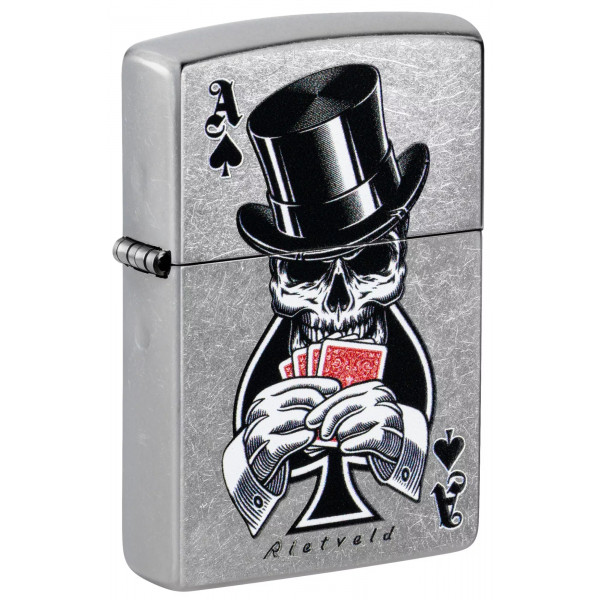 Запальничка бензиновая ZIPPO Rietveld® Ace of Spades Design Street Chrome Сірий (47112)