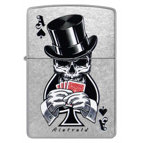 Запальничка бензиновая ZIPPO Rietveld® Ace of Spades Design Street Chrome Сірий (47112)