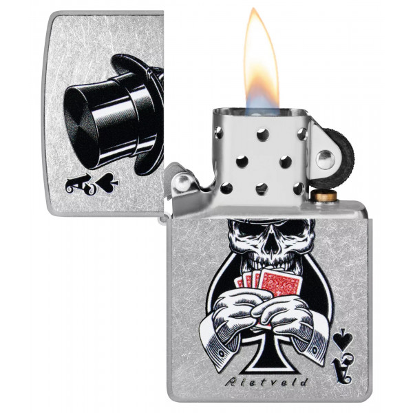 Запальничка бензиновая ZIPPO Rietveld® Ace of Spades Design Street Chrome Сірий (47112)