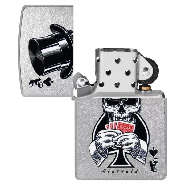 Запальничка бензиновая ZIPPO Rietveld® Ace of Spades Design Street Chrome Сірий (47112)