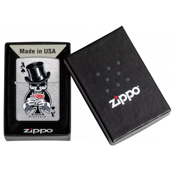 Запальничка бензиновая ZIPPO Rietveld® Ace of Spades Design Street Chrome Сірий (47112)
