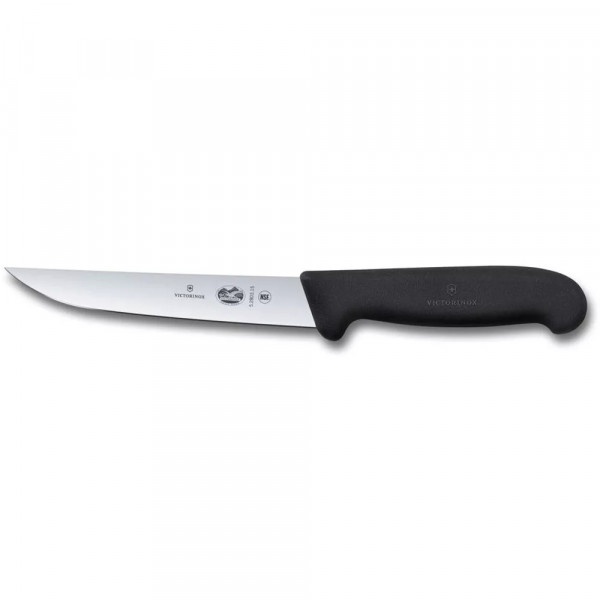 Ніж кухонний обробний 15 см Victorinox Fibrox Carving з прямим лезом і гладкою кромкою Чорний (5.2803.15)