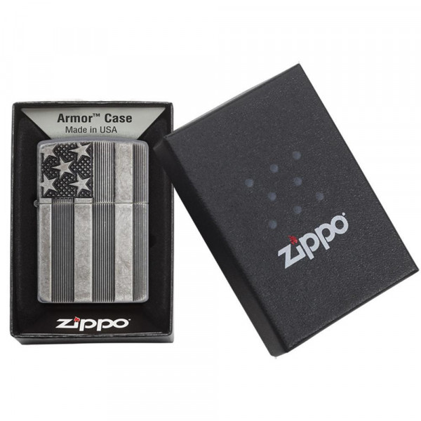 Запальничка Zippo (Зіппо) Armor® U.S.Flag Antq Silver 28974 Запальничка Zippo (Зіппо) Armor® U.S.Flag Antq Silver 28974