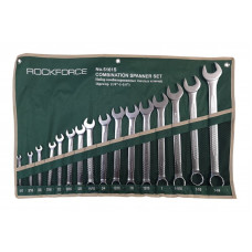 Набір ключів комбінованих дюймових 16пр. (1/4,5/16,3/8,7/16,1/2,9/16,5/8,11/16,3/4,13/16,7/8,15/16,1,1-1/16,1-1/8,1-1/4) ROCKFORCE RF-5161S