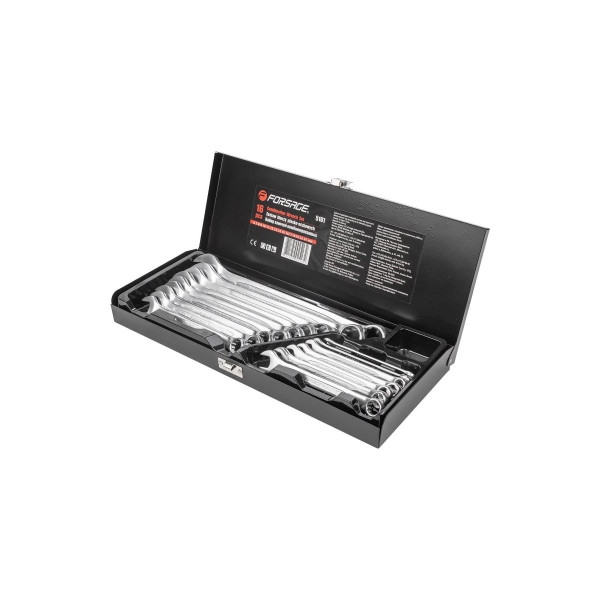 Набір ключів комбінованих 16пр. (6-19, 17,22, 24мм) в металевому кейсі Forsage F-5161
