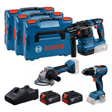PRO набір з 3 інструментів BOSCH 18V: GSR + GBH + GWS + 2x GBA 5.0 Ah + GAL 18V-40(0615A5009G)