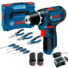 Акумуляторний дриль-шуруповерт GSR 12V-15 Bosch Professional, 2 акб, з/п, набір інструментів в кейсі 060186810R