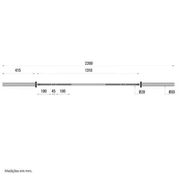 Гриф для штанги Toorx Max 1000 Kg Cross Competition 220 см 50 мм (BO-1000) 932175