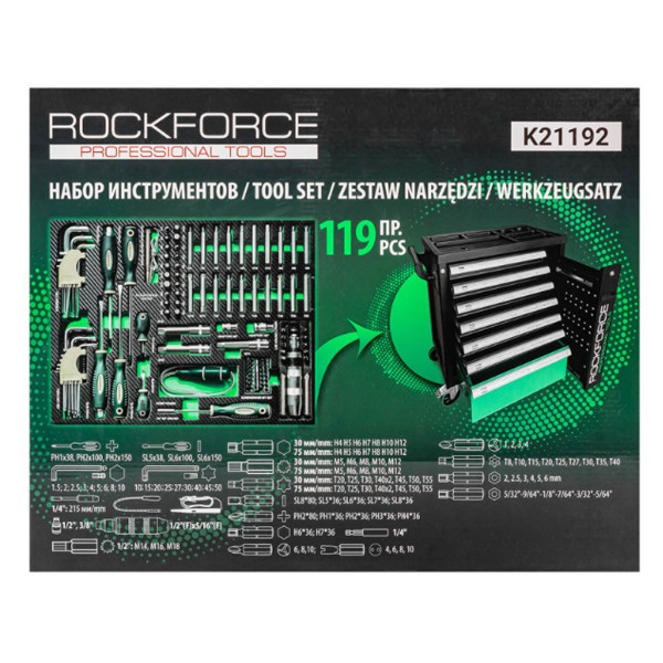 Набір інструментів 119 предметів у ложементі RockForce RF-K21192
