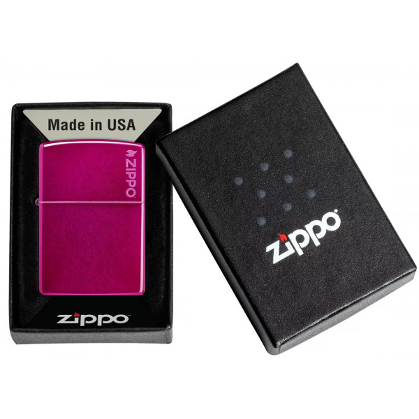 Запальничка бензинова Zippo Classic Candy Raspberry Zippo Logo глянцевий Малиновий (24003 ZL)