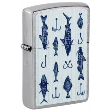 Запальничка бензинова ZIPPO Street Chrome Fishing Lures Design Сріблястий, синій (46719)