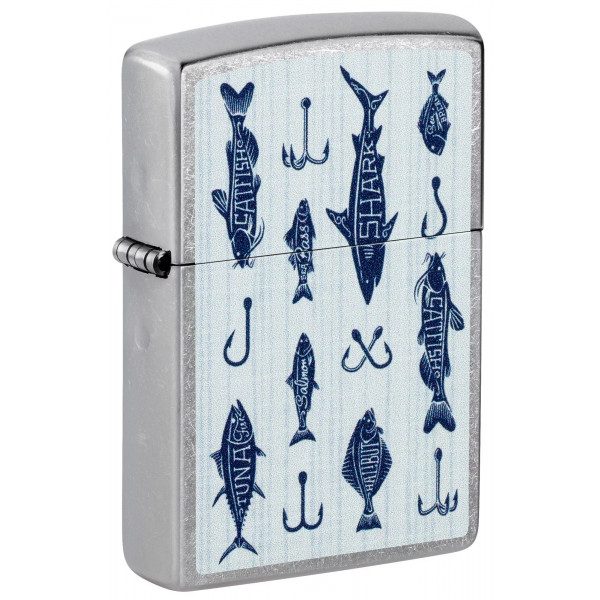 Запальничка бензинова ZIPPO Street Chrome Fishing Lures Design Сріблястий, синій (46719)
